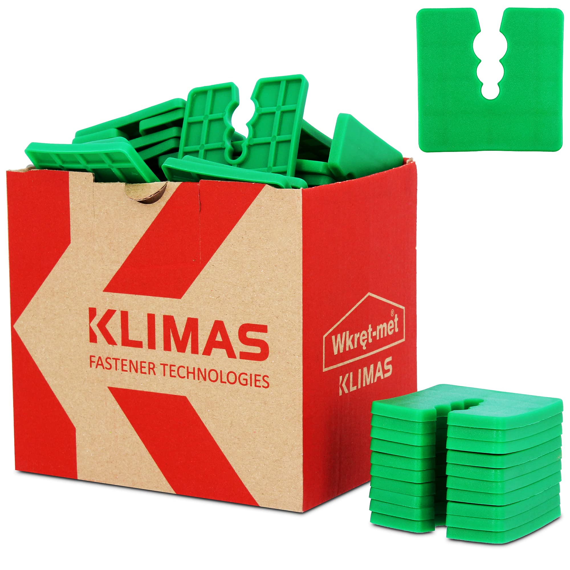 Klimas® Spacer Plastic 4mm 50 Piece Spacer Set Green | Base Profiles Base Rails Compensation Piece Spacer for Universal dowels with 3 Diameter Ø 6/8/10 mm PE spacers