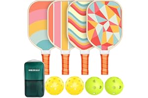 SPRYPALS Pickleball Paddles Set of 4, USAPA Approved Premium Wood Pickleball Set with 4 Pickleball Balls and 1 Carry Bag Pickleball Rackets with Ergonomic Cushion Grip for Women Youth