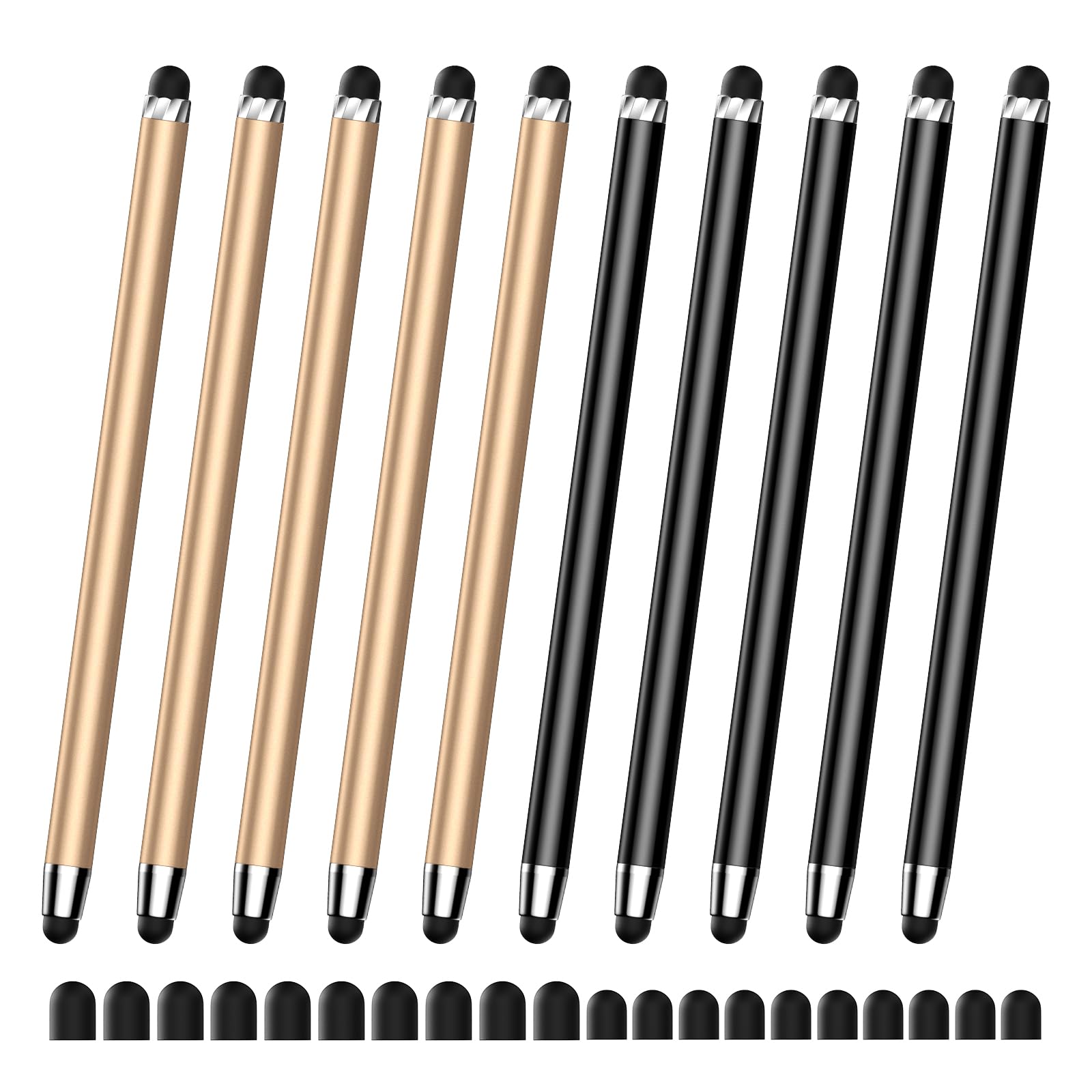Photo 1 of 10 PCS Stylus,Stylus Pen for Touchscreen,Stylus 2-in-1 High Sensitivity & Precision Suitable for Touch Screens of iPhone/ipad/Android Tablets(10 Stylus Pen Gold/Black + 20 Tips)
