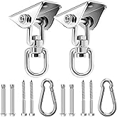 Heavy Duty Hammock Hanging Kit, 360° Rotating 1200 lb Swing Hangers for Hammock Chair Stand, Seat, Porch Swing, Yoga, Tree, Indoor Outdoor Hanging Hardware Sliver | Pack of 2