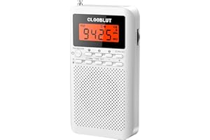 CLOOBLUT shortwave Radio FM/AM/SW Band Transistor Powered by AA Batteries with Key Backlight LCD Display Digital Alarm Clock Sleep Timer,Best Reception,Best Sound Quality Mini Radio for Running