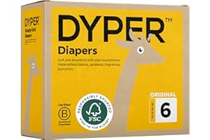 DYPER Baby Diapers Size 6 | Honest Ingredients | Cloth Alternative | Day & Overnight | Made with Plant-Based* Materials | Hypoallergenic for Sensitive Skin, Unscented