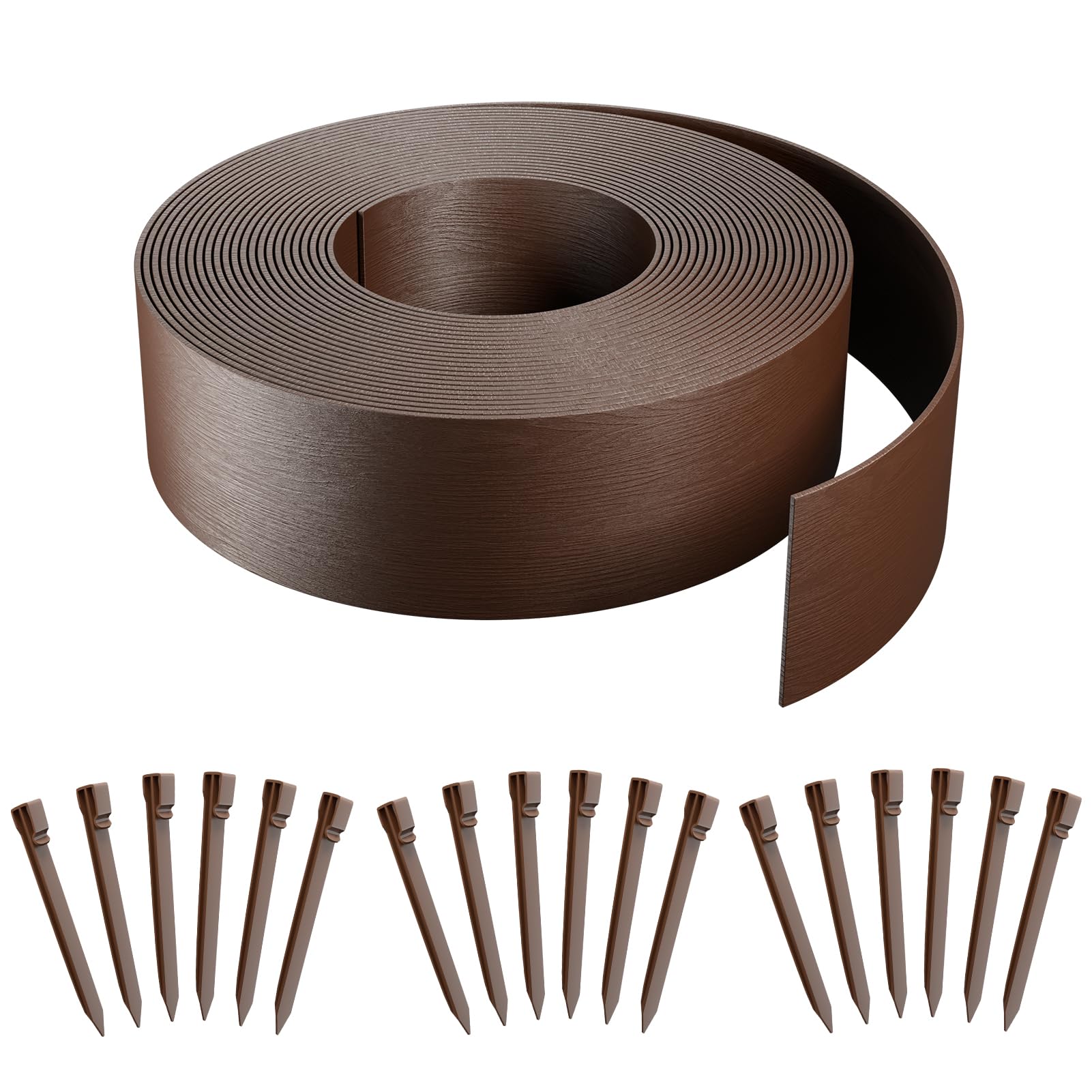 Photo 1 of AGTEK 60FT Plastic Landscape Edging Coil Kit, 4 inch High Terrace Board Garden Edging Border with 18 Stakes