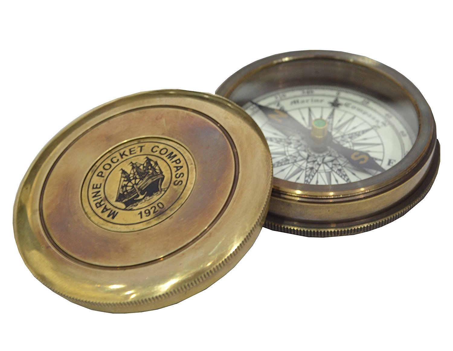 B07cr31f8q Antiquecollectionビンテージコンパスレプリカnautical Compass真鍮ポケットトランジットコンパス ロバートフロスト詩 健康サポート機器 アウトレット 送料無料 Www Deuber De
