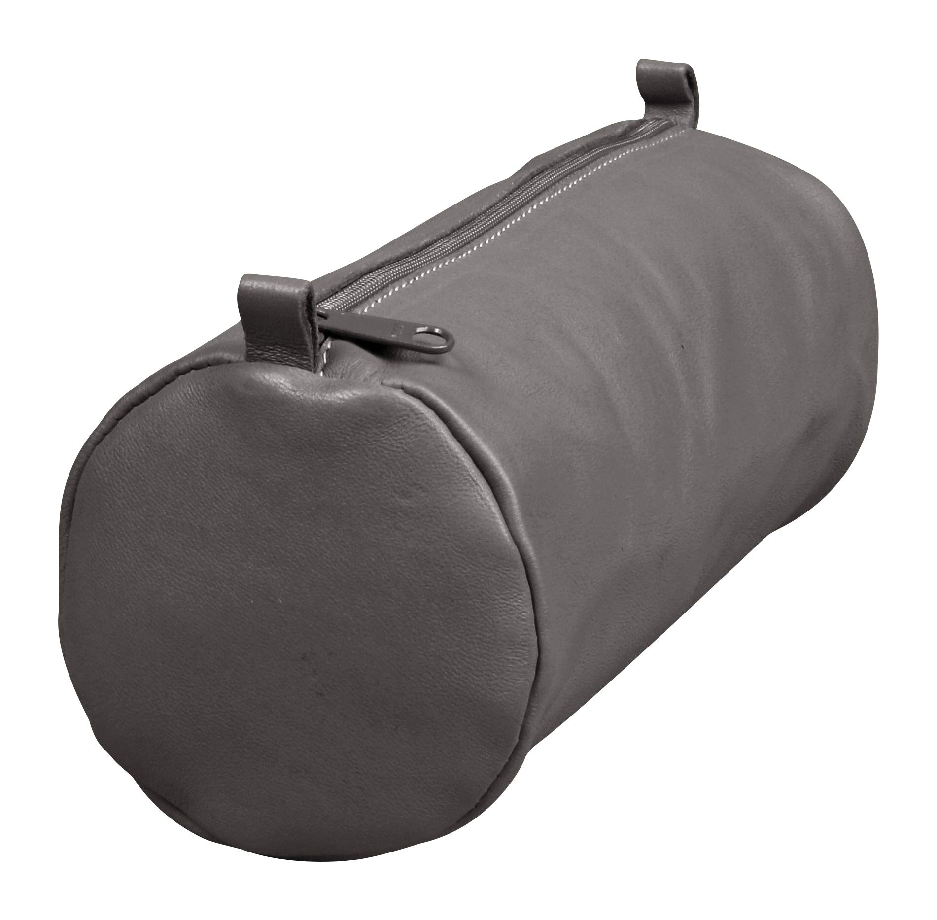 Clairefontaine 77035C - Collection Age Bag - One Large Round Genuine Lambskin Leather Pencil Case Grey - Dimensions: 22 cm x 8 cm - Manufactured in France