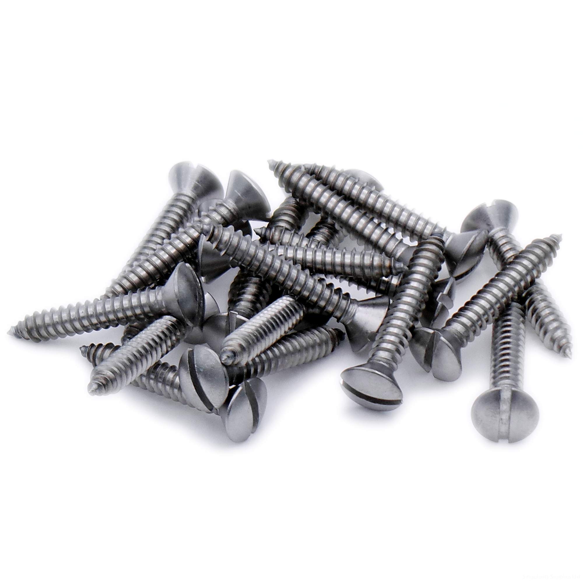No.7 x 0.875 (3.9mm x 22mm) Slot Raised Countersunk Self-Tapping Screw - Stainless Steel (A2) (Pack of 20)