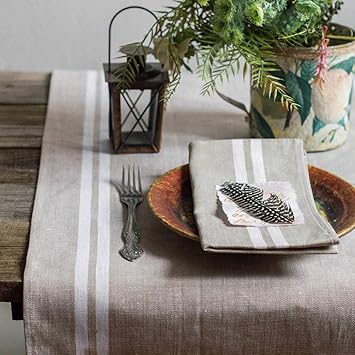 Varvara Home Tischläufer Tisa/ 100% Bauerleinen (50x250, Beige)