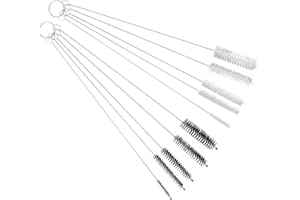 FOREVERIE Tube Pipe Straw Cleaner Brush Long 11.8 Inch, Set of 10 with Various Bristle Size (5 White & 5 Black) & High Densit