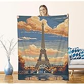 cromcu Vintage Eiffel Tower Sunset Blanket for Women Teens Travel Lovers,Flannel Blankets Gifts,Romantic Paris Landscape Throws for Sofa Couch Bed Living Room Soft Warm Cozy Bedroom Decor 60"x50"