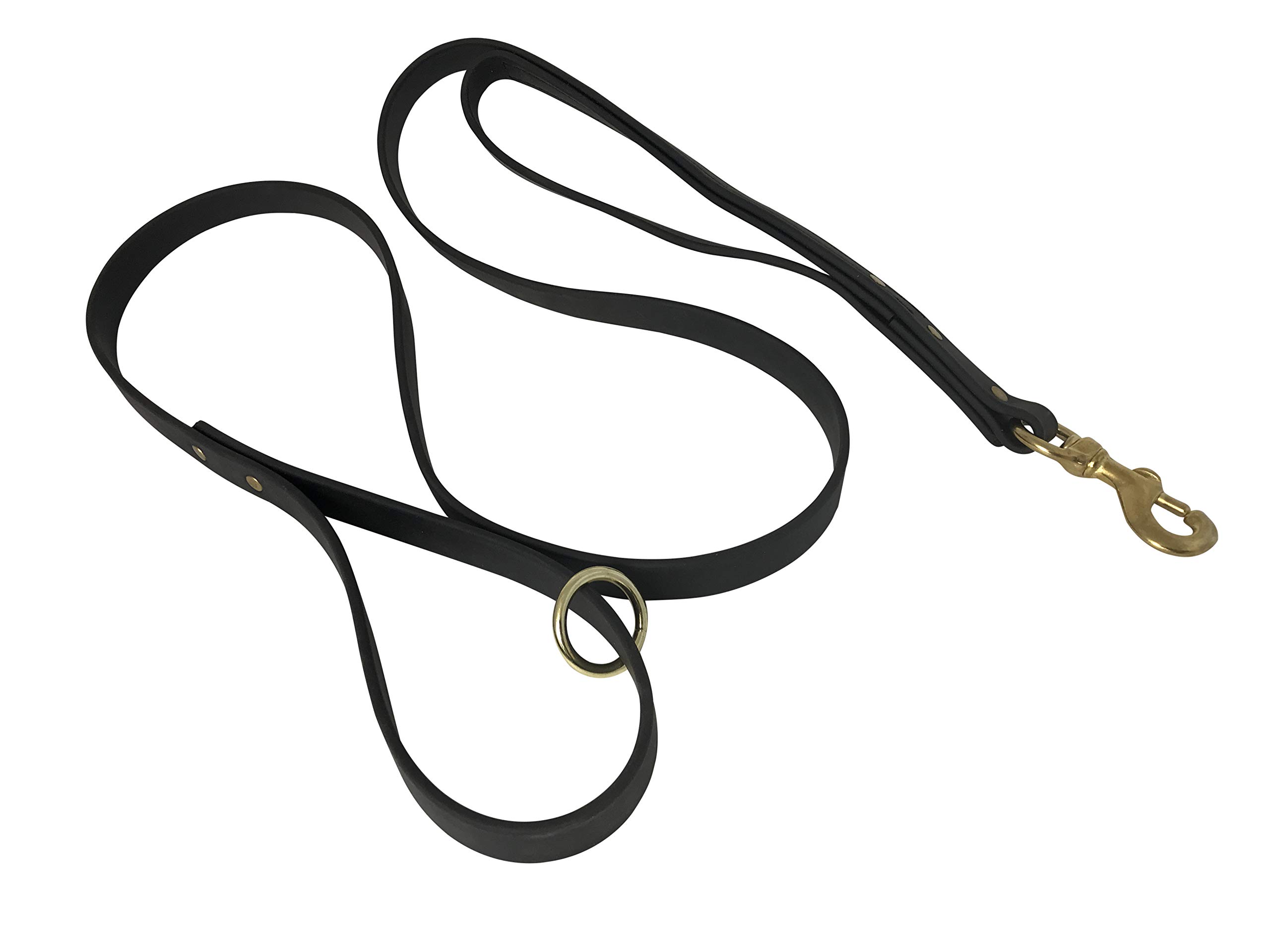 JIM HODGES DOG TRAININGDouble Handle Leash, Biothane 2 Handle Leash, Made in The USA, Heavy Duty, Durable, Waterproof, 5 Ft x 5/8", Military Grade Traffic Lead, Black