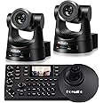 FoMaKo PTZ Camera 30x Optical Zoom AI Auto Tracking PoE HDMI Bundle PTZ for Church Worship, PTZ Camera Controller, BH302 (PTZ Bundle FMK30SDIx2+KC608)