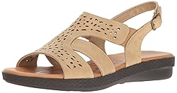 Easy Street Women's Bolt Flat Sandal, Stone, 8.5 Wide