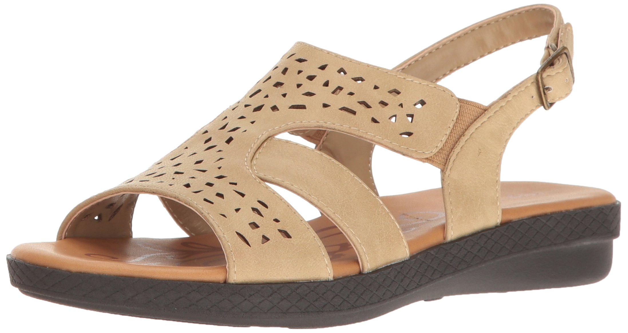 Easy Street Women's Bolt Flat Sandal, Stone, 8.5 Wide