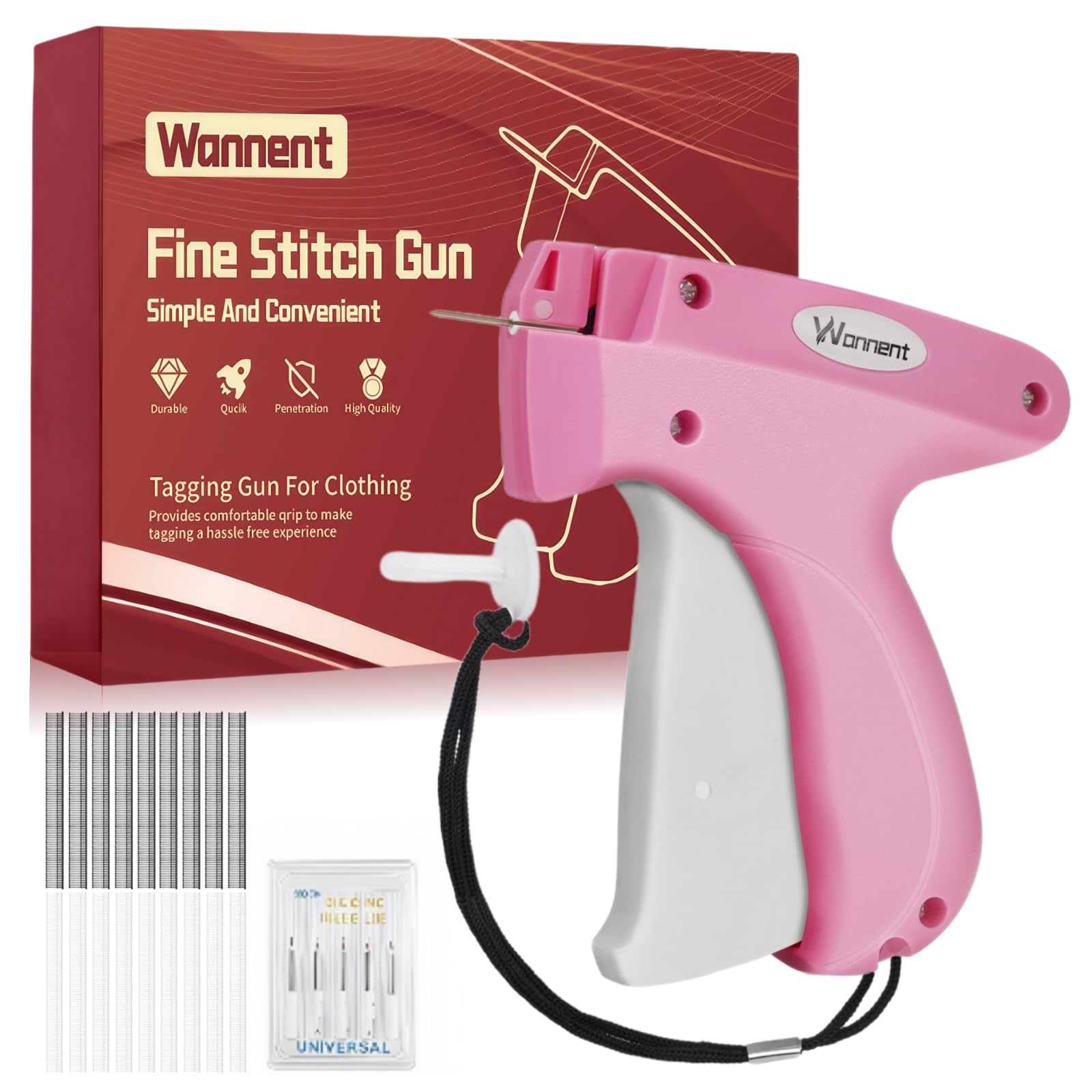 Photo 1 of Stitch  For Clothes Stitchy Tagging Gun for Clothing Stitchy Quick Clothing Fixer -Includes 1,000 Black Fasteners & 1,000 White Fasteners & 6 Needles(hotpink+White)