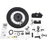YUASDUU 48V 1500W Electric Bicycle Conversion Kit, 20" Ebike Rear Hub Motor Wheel Kit with PAS Sensor and LCD Display Snow Bike Electric Bicycle Fat Snow Tire Motor Kits Brushless Gearless Hub Motor