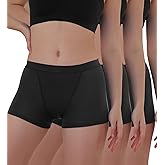AIRCUTE Women Washable Urinary Incontinence Boxer Briefs Underwear Breathable Protective Boy Shorts for Leaks 2.0OZ 3 Pack (Black, Medium)