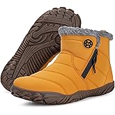 Womens Mens Barefoot Boots Shoes Winter Snow Boots Warm Ankle Booties Zero Drop Sole Wide Toe Box Fur Lined Outdoor Sneakers