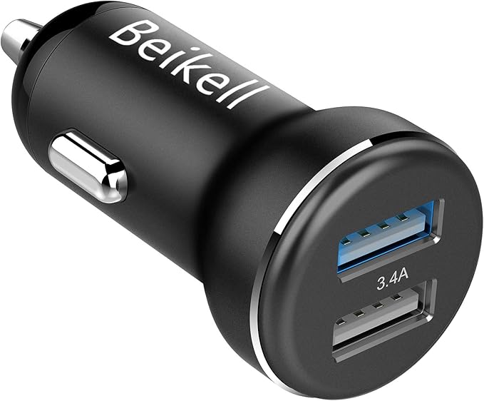 Beikell - Cargador de Coche USB de Doble Puerto rápido con tecnología de Carga Adaptable a Dispositivos Inteligentes para iPhone, Galaxy, Otros teléfonos Inteligentes iOS y Android, Color Negro: Amazon.es: Electrónica