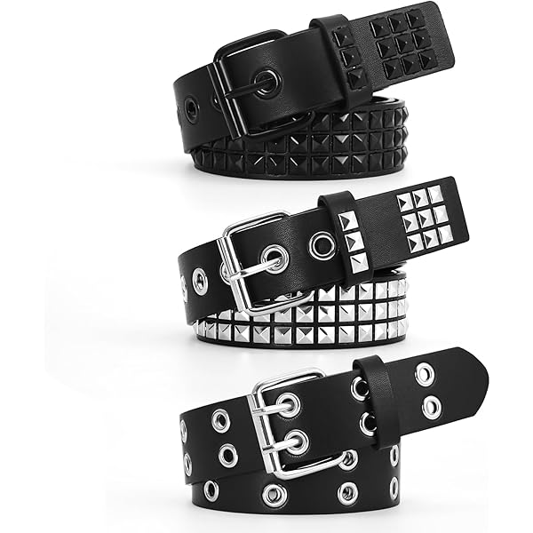 YOGEYOGE Black Studded Belt, 3 Pcs Y2K Belt Star Goth Punk