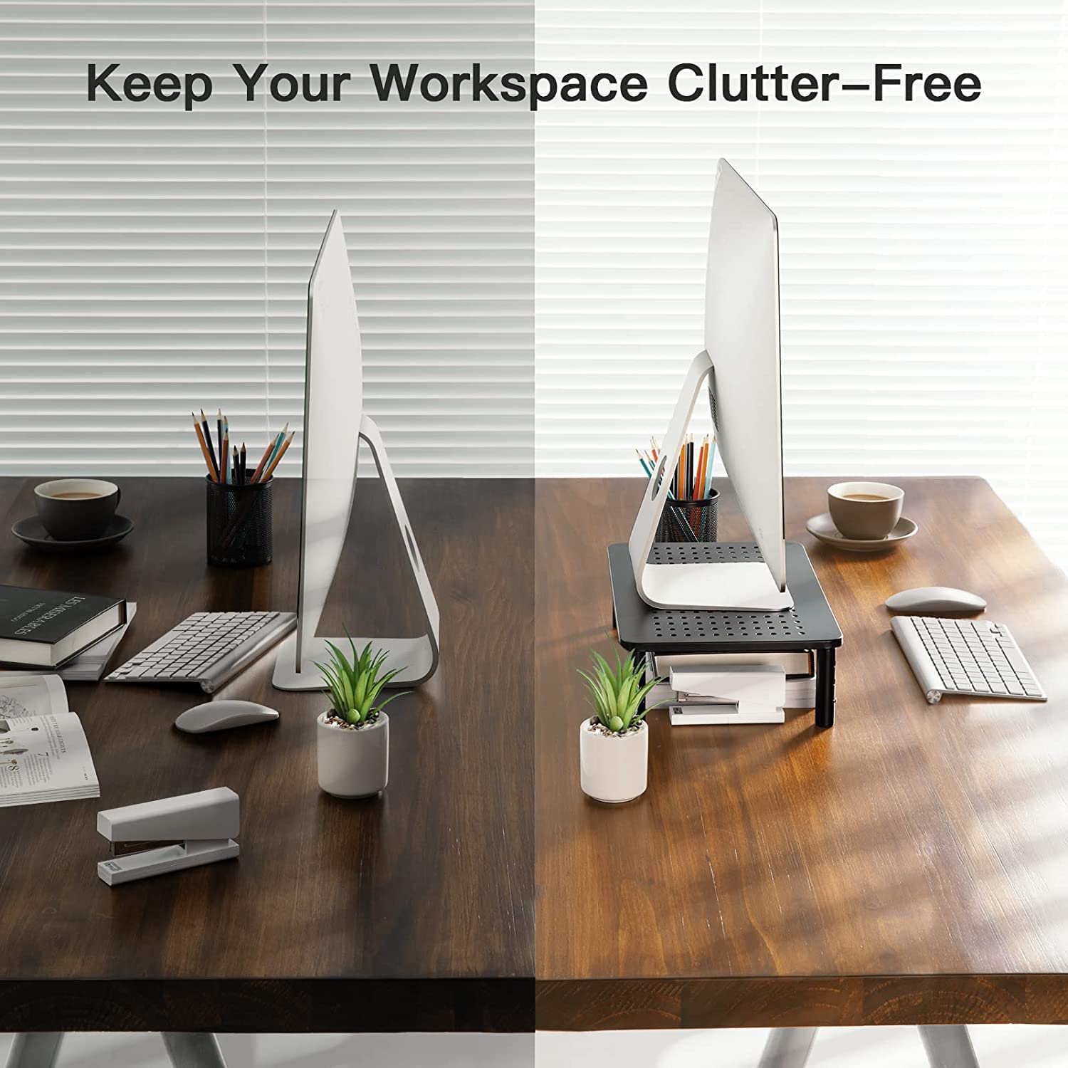 HUANUO Monitor Stand, Monitor Stand Riser 3 Height Adjustable, Monitor Riser with Airflow Vents, Laptop Stand for Desk, Laptop Riser, Desk Organizer for Monitor, 15.6" Laptop, PC, Printer - Image 5