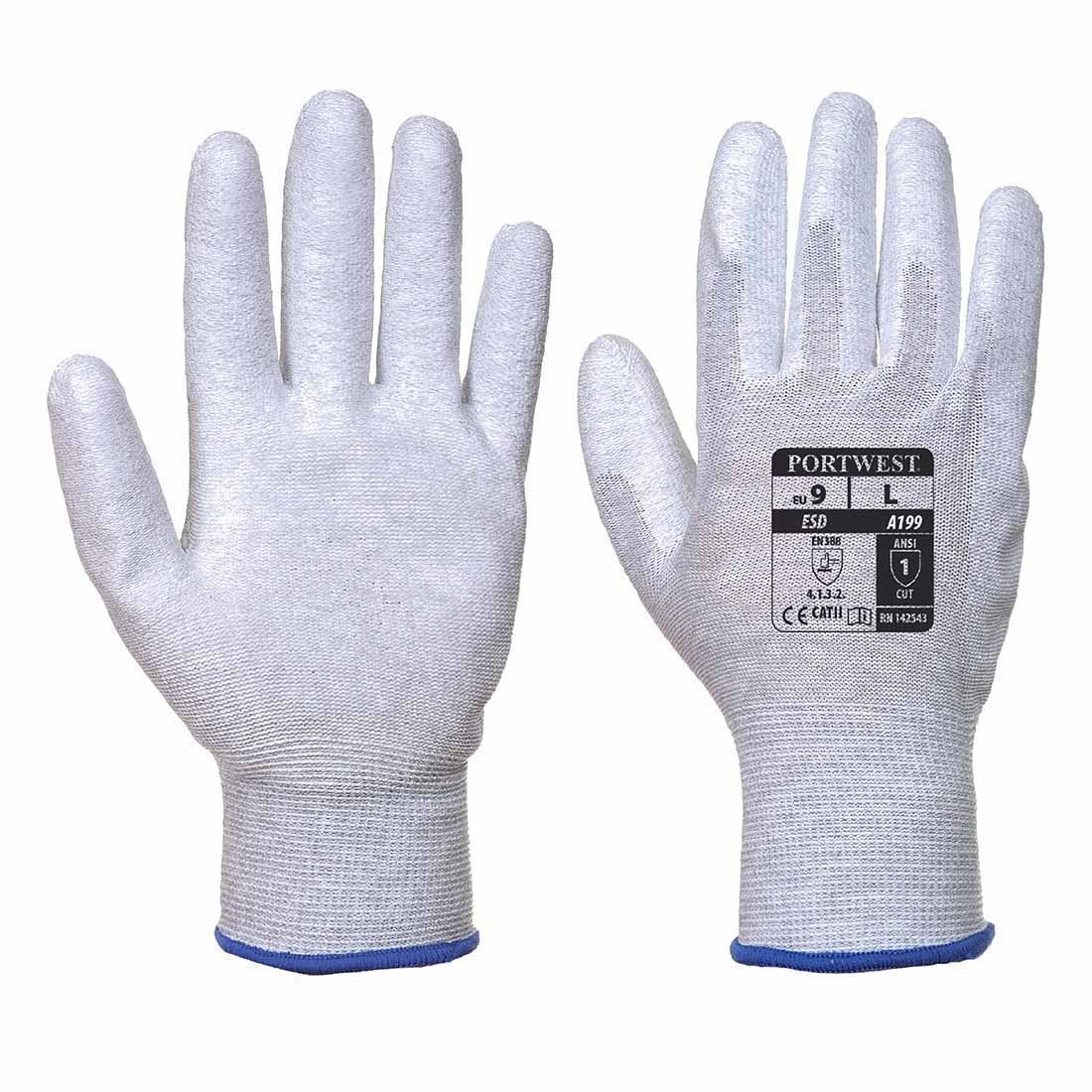 Portwest Vending Antistatic PU Palm Glove, Size: S, Colour: Grey, VA199G7RS