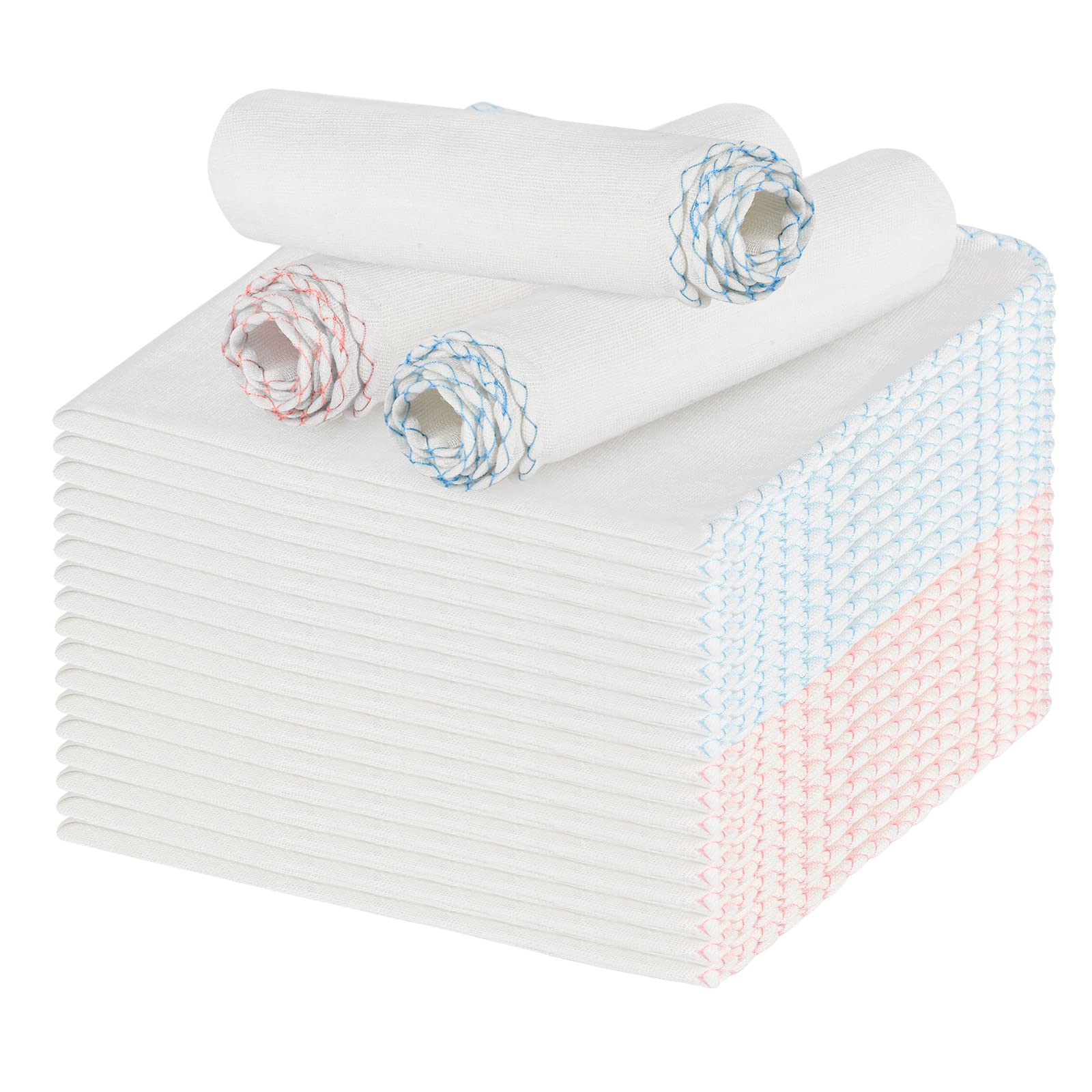 JETOP 20 Pack Muslin Face Cloths, Reusable Face Cloth 30x30cm/11.8x11.8in, Muslin Cloths Soft and Light for Makeup Remover, Non-fluorescent Cotton for Baby