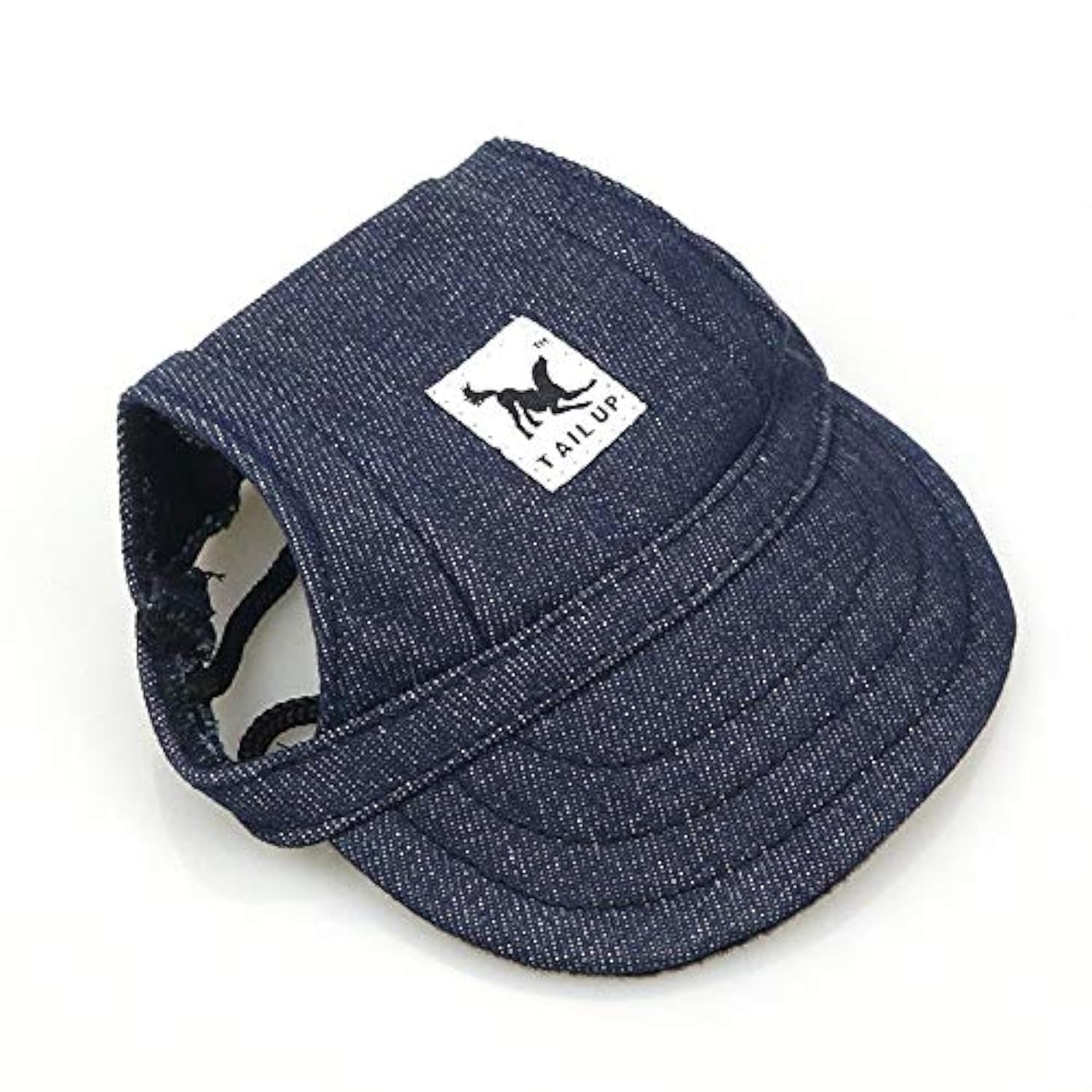 Leconpet Baseball Caps Hats with Neck Strap Adjustable Comfortable Ear Holes for Small Medium and Large Dogs in Outdoor Sun Protection (M, Blue Jeans)