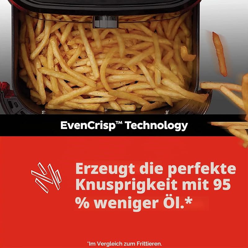 Brands Vortex 4-in-1-Heißluftfritteuse 1700W 5,7L Minibackofen - Gesundes Heißluft-Frittieren, Backen, Braten und Speisenwärmer, Schwarz