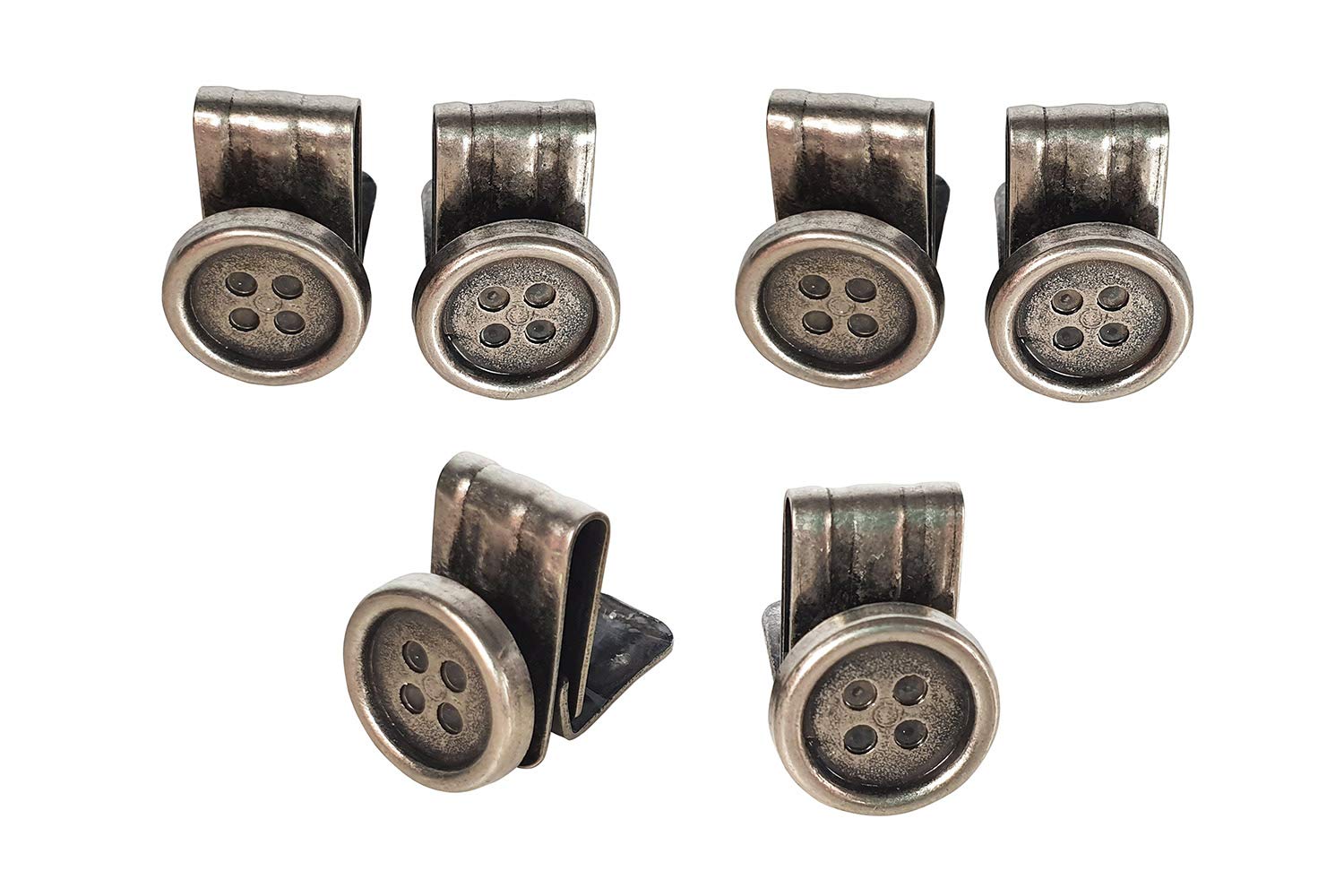 Olata Pack of Six Clip On Buttons for Braces in Presentation Box. Old Silver