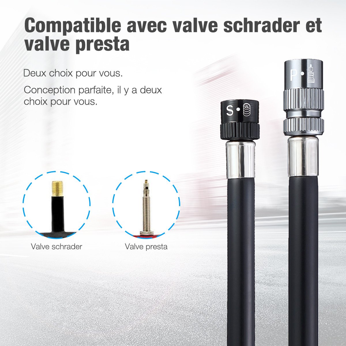 isYoung Pompe à Vélo Mini Pompe à Main Rétractile en Alliage d\'aluminium Portable pour Presta et Schrader Valve avec Support de Fixation Noir