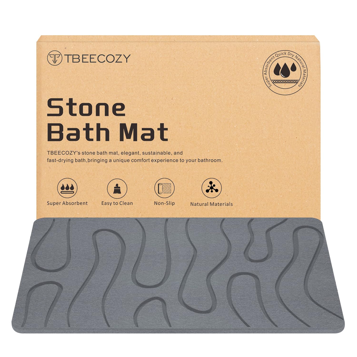 Photo 1 of **MAJOR DAMAGE**
BIOIWGY Stone Bath Mat, 20"x30" Large Size Diatomite Fast Drying Non Slip Stone Shower Mat, Super Absorbent for Bathroom & Kitchen, Multi-Use as Pet Mat, Easy to Clean, Gray