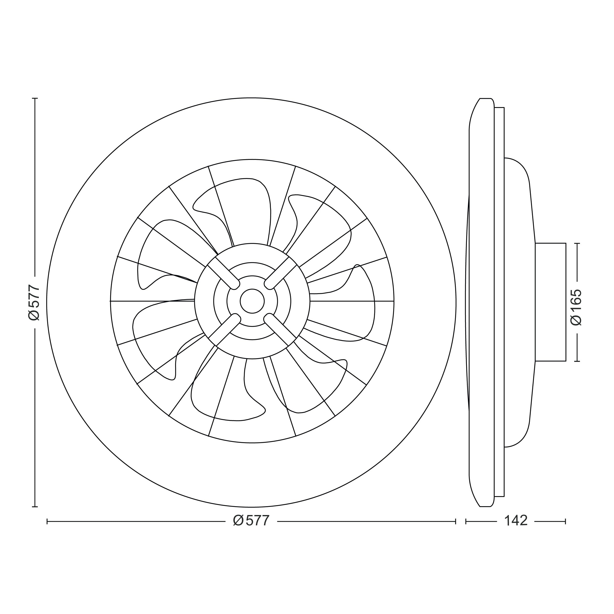 PHILIPS Deckenventilator und LED Deckenleuchte Amigo, 25W+60W, Durchmesser 58cm, rund, inkl. Fernbedienung, Weiß