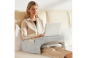 cooloo8 Reading Pillow for Bed, Petite Adults, Teens Arm Rest Pillow, Reading Lap Pillow, Memory Foam Lap Desk Pillow for Reading, Working, Playing, Crocheting in Bed Couch(Ash Grey)