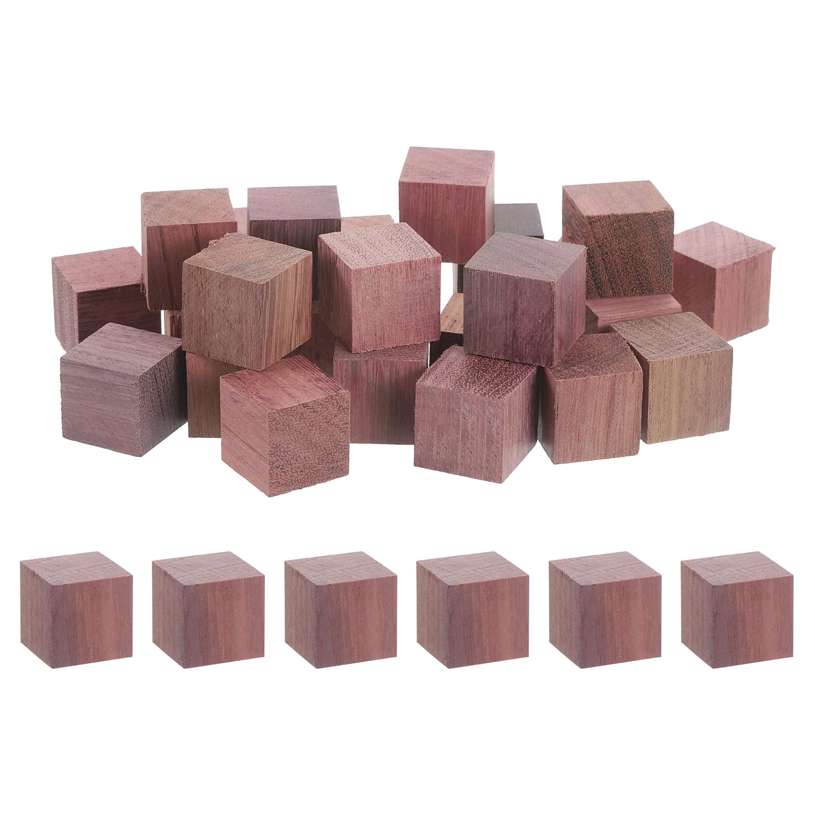 sourcing map 25 Pcs Wooden Blocks, 0.78 Inch Unfinished Wooden Blocks for Crafts Small Blank Wooden Blocks Wood Square Blocks for Arts Crafts and DIY Decor, Purple Wood โ image 1