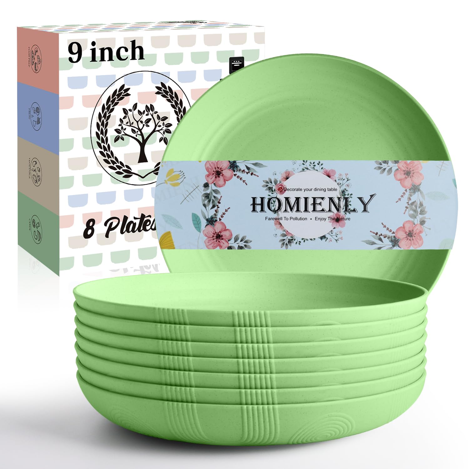 Homienly Wheat Straw Plates,Lightweight Unbreakable