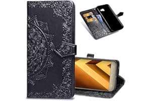COTDINFORCA Samsung A5 2017 Wallet Case, Slim Premium PU Flip Cover Mandala Embossed Full Body Protection with Card Holder Ma