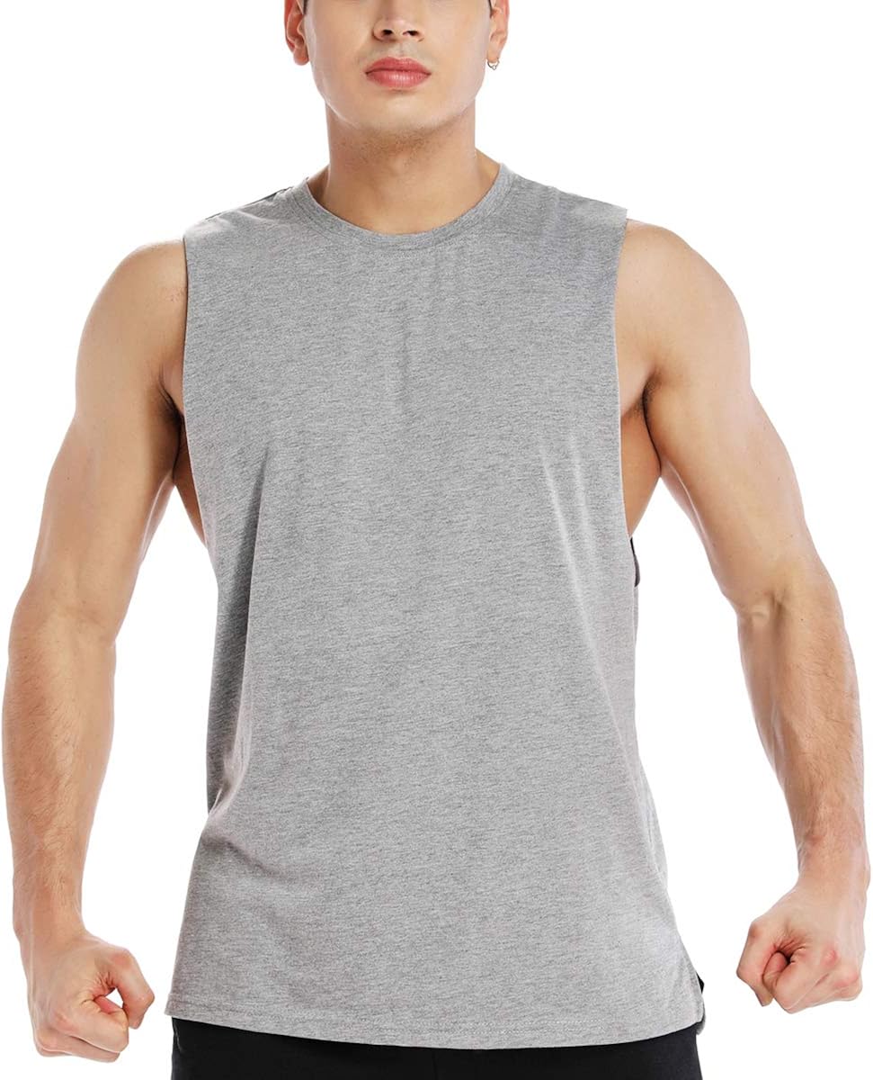 Amazon.com: Ouging Men's Cut Off Workout Tank Top Muscle Sleeveless ...