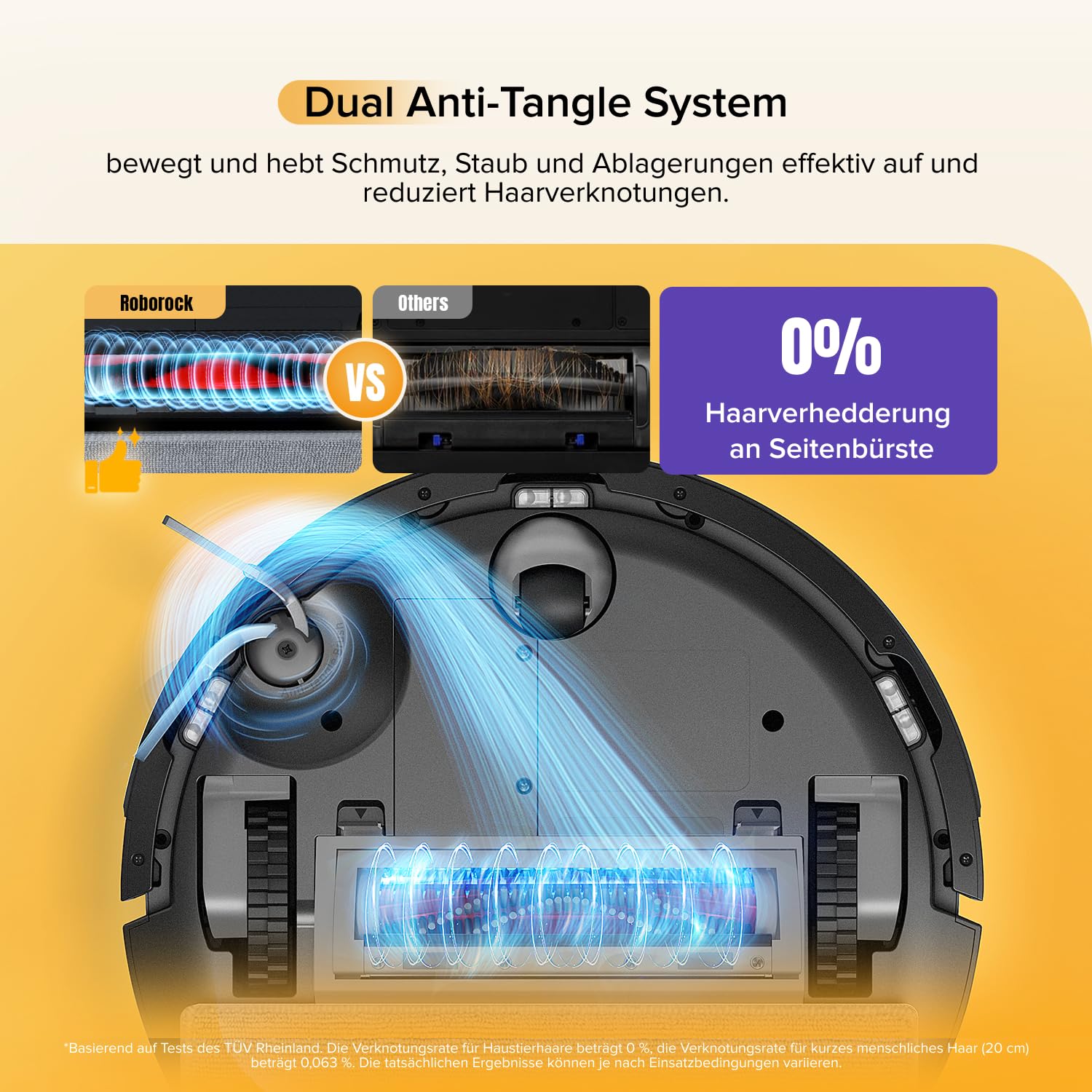 roborock Q7 M5 Saugroboter mit Wischfunktion, 10.000Pa Starker Saugkraft, Dual Anti-Tangle-System, 150Min Laufzeit, LiDAR Navigation, Staubsauger Roboter für Teppich, Tierhaare, APP Steuerung(Schwarz) 3