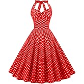 Women's Vintage Floral Flared A-Line Swing Casual Party Dresses 1950s Retro Sleeveless Homecoming Dresses