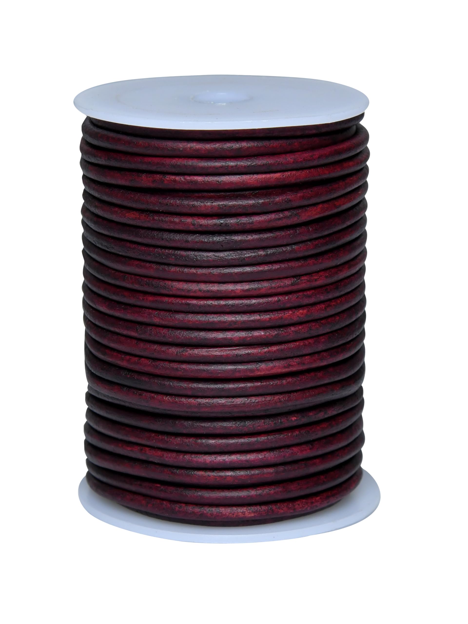 Cords Essentials Round Leather String Cord 4mm Distressed Tibetan Red 11 Yards