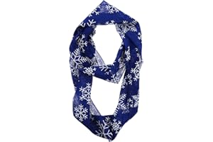 Mindsoft Christmas Navy Snowflake Scarf Wrapped Fall Winter Soft Lightweight Holiday Sheer Infinity White Snowflake Christmas gift Scarf for Women Girls