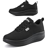 RUIDENG Platform Sneakers for Women Walking All Day | Slip Resistant Work Shoes for Women Comfortable | 2 Inch Thick Wedge Rocker Bottom