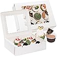Jucoan 20 Pack Cupcake Boxes 12 Counts White Paper Cupcake Container with Inserts and Window, Bakery Container Dozen Cupcake 
