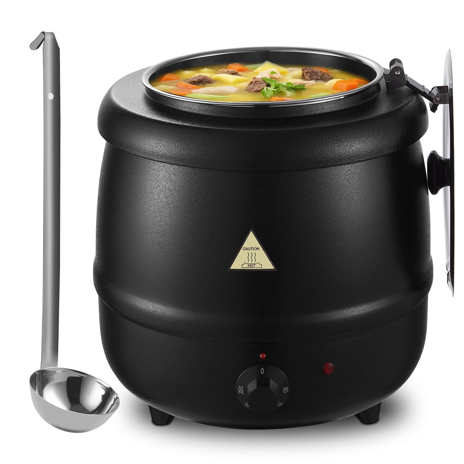 Photo 1 of Commercial Soup Warmers Soup Kettle with Stainless Steel Hinged Lid and Detachable Insert Pot for Restaurants and Party, Home, Catering