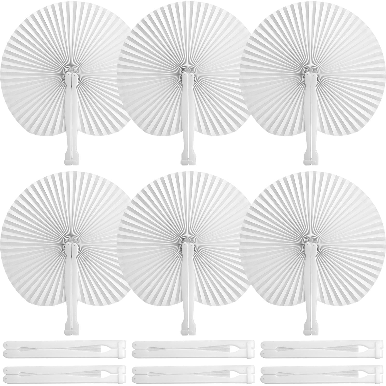 Photo 1 of JOHOUSE 12 PCS White Paper Fans – Foldable Handheld Fans for Women, Folding Hand Fan Party Favors, Wedding favors for Guests, Bridal & Baby Shower Decorations, Photography Props