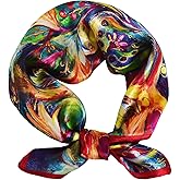 Sichdew Women 100% Mulberry Silk Neck Scarf Lightweight Digital Print Small Square Scarfs- Neckerchief Gift Packing 21"*21"