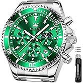 OLEVS Men's Waterproof Watches Stainless Steel Waterproof Chronograph Wrist Watches Luxury Dress White Luminous Big Face Analog Quartz Male Watches