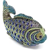 Boutique De FGG Fish Rhinestone Clutch Purses for Women Formal Evening Bags Prom Purse Wedding Party Crystal Clutch Bag,Mini