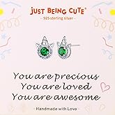 Birthstone Earrings for Girls, 925 Sterling Silver Stud Earrings for Women, Unicorn Gifts for Girls, Cubic Zirconia Studs Earrings, Unicorn Birthday Christmas Gifts for Teens Women
