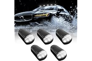 EADWE No Drill Car Cab Lights, Upgrade IP67 Waterproof Solar Cab Lights for Truck, Solar Powered Cab Led Lights Vibration Sensor Roof Lights, Cab Marker Lights (Black, White Light)